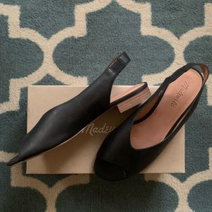 NEW Madewell - Peep-Toe Slingback Sandals Black Size: 9